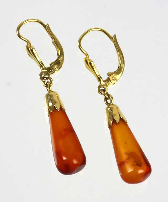 BERNSTEIN OHRRINGE ART DECO, um 1925/30, Gold 333.
