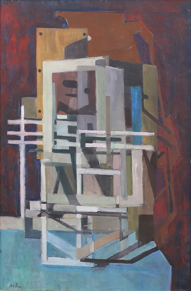 LEO REIS (1926-2001). Komposition, olja på duk, signerad.