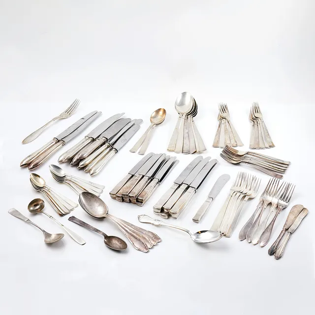 BESTICKDELAR. Silver, 78 delar, bl.a. modell "Rosenholm".