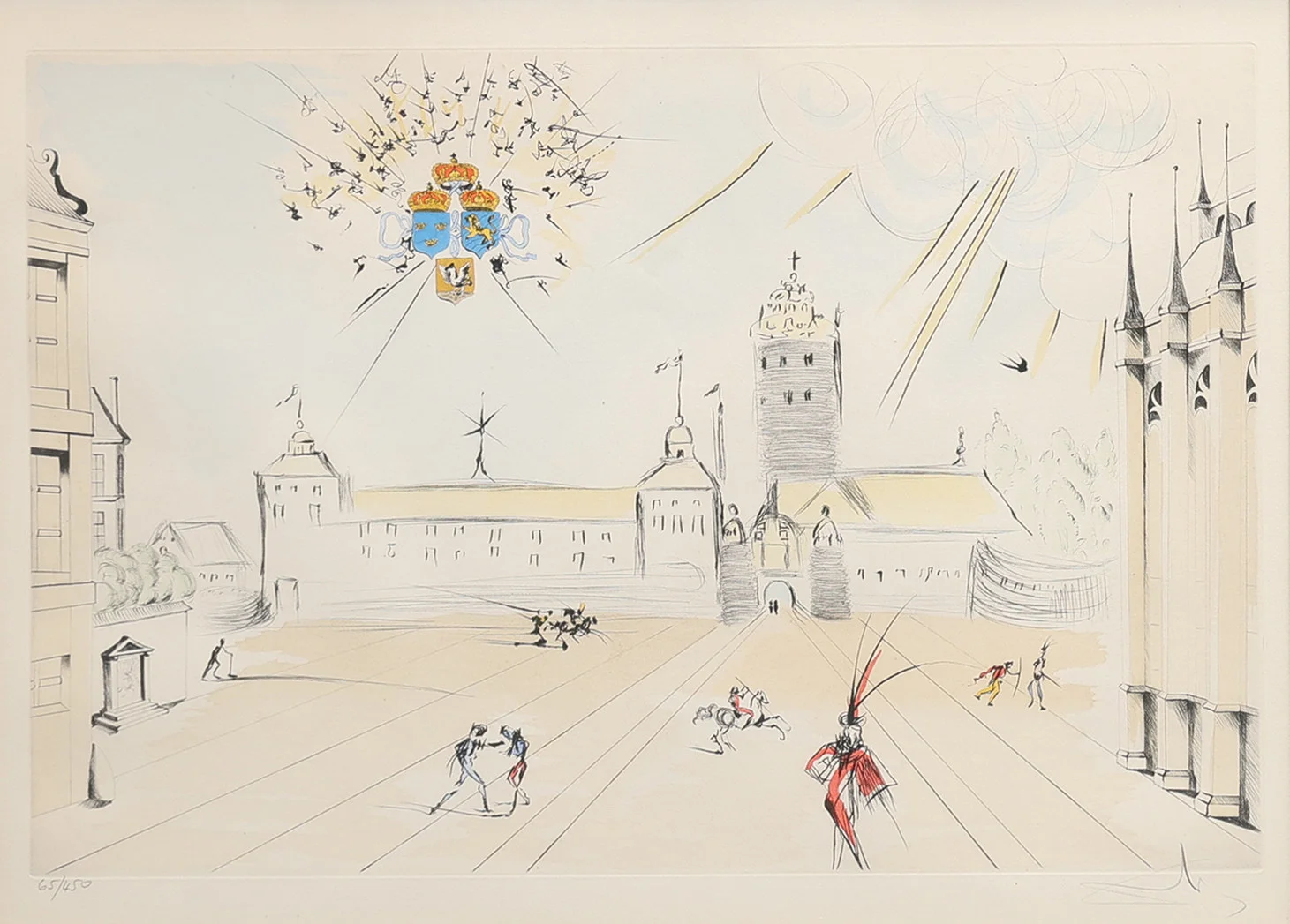 SALVADOR DALÍ. ETSNING, "STOCKHOLMS SLOTT", 1976, SIGNERAD & NUMRERAD 65/450. — Engravings & Prints — Crafoord Auktioner Lund