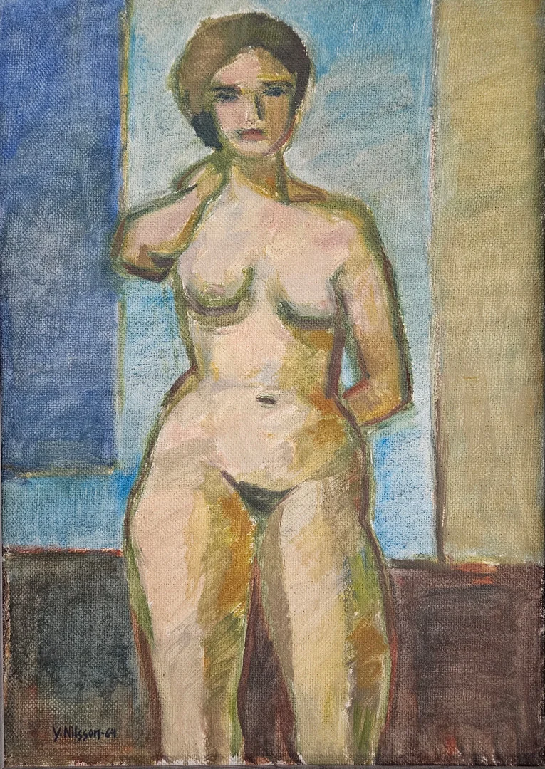 OIDENTIFIERAD KONSTNÄR. Olja på duk, signerad och daterad Y. Nilsson -64. — Paintings — Auktionshuset Thörner & Ek
