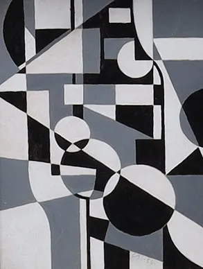 CURT BURSTRÖM. Geometrisk komposition, blandteknik, tempera, signerad, CB, daterad, 1956.