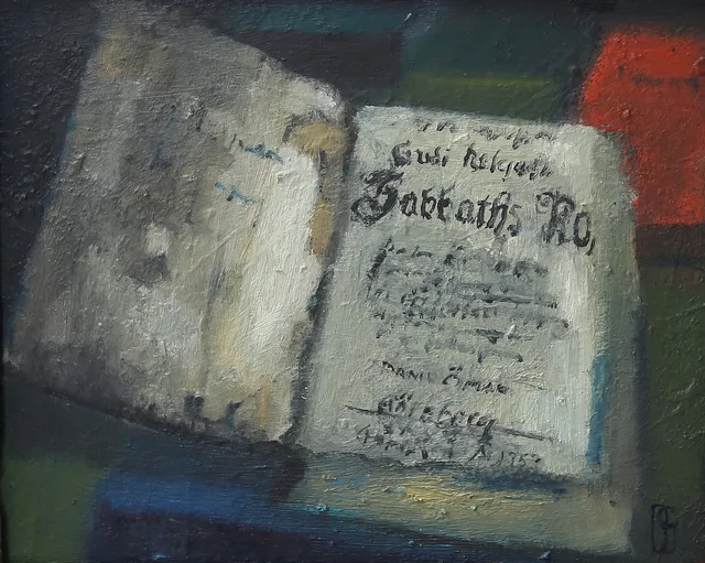 OLLE GUSTAFSSON. Blandteknik, stilleben, monogramsignerad.