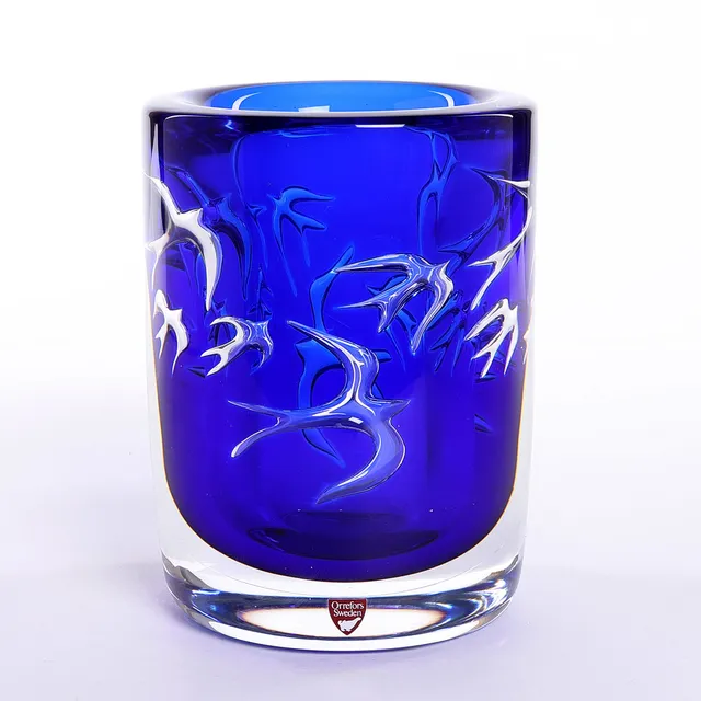OLLE ALBERIUS. Vas, glas, ariel, Orrefors, signerad.