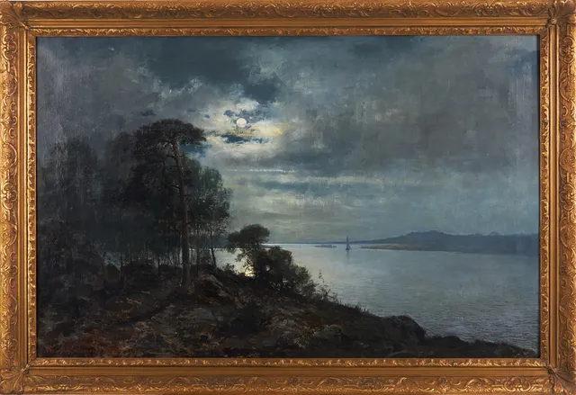 KONRAD SIMONSSON (1843-1911): Landskap, signerad Konrad Simonsson 1886, olja på duk.