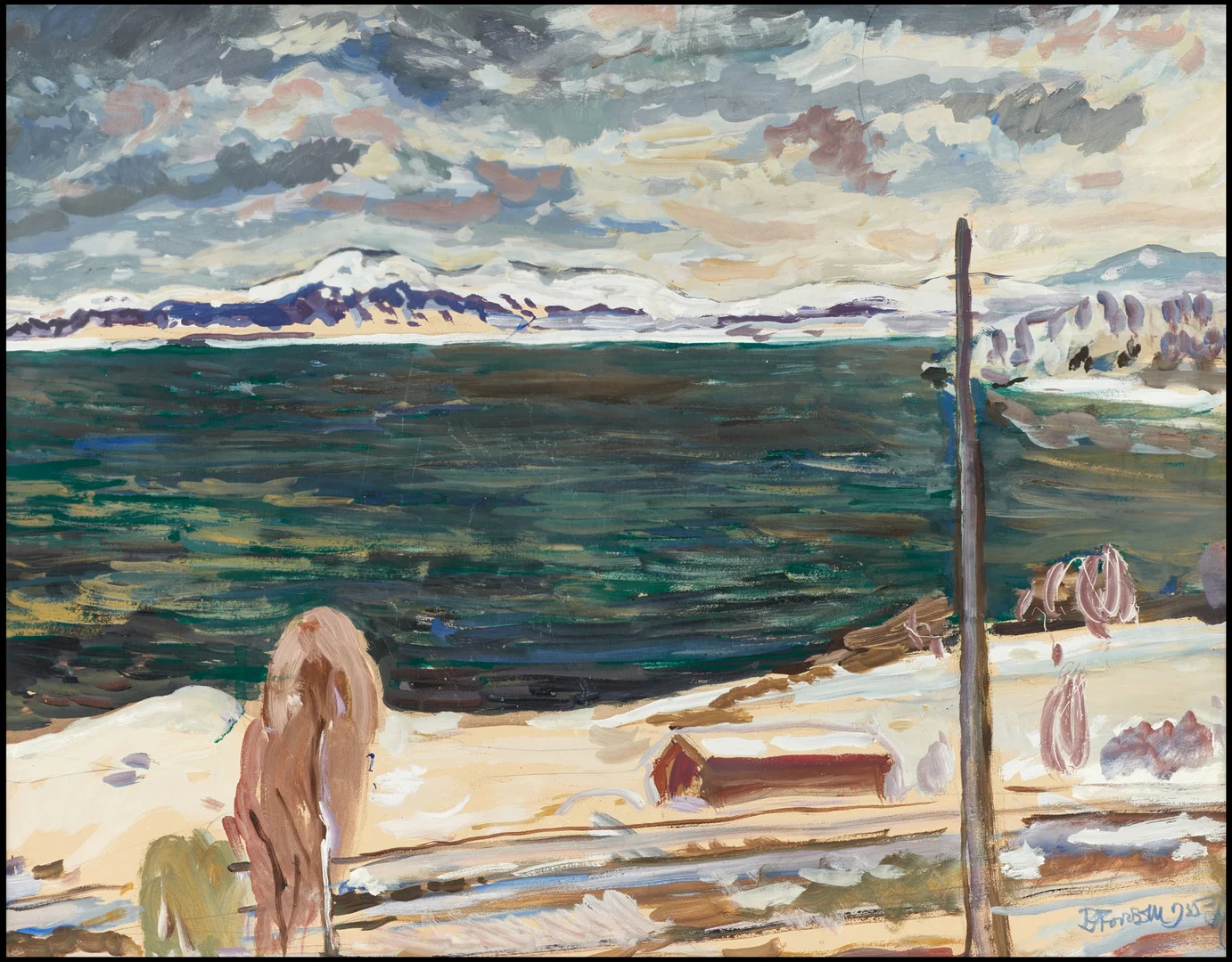 EINAR FORSETH (Sverige, 1892-1988), Ishav och snöbetäckta fjäll, signerad och daterad, 1935, blandteknik. — Paintings — Crafoord Auktioner Stockholm