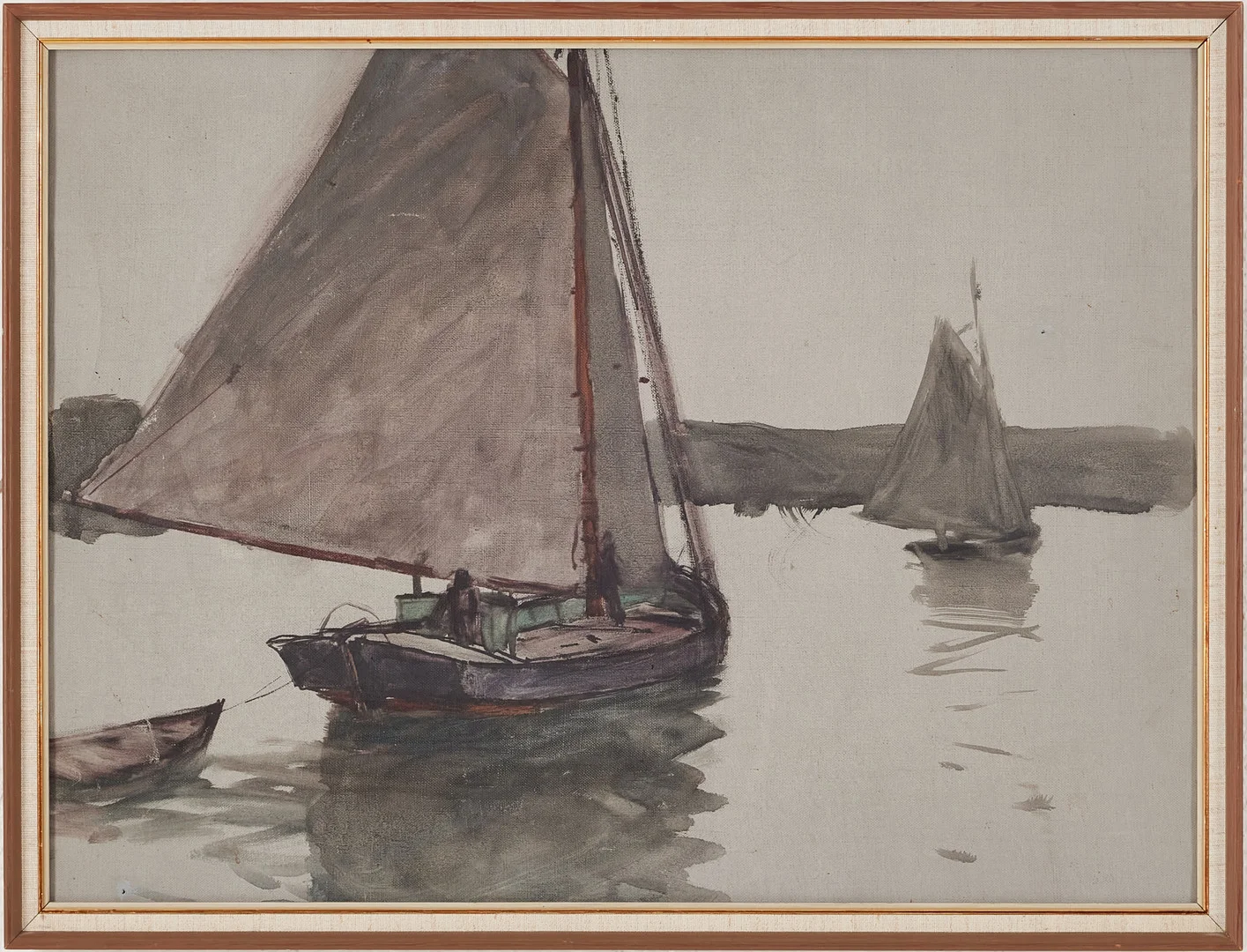ALFRED BERGSTRÖM (1869-1930):. TILLSKRIVEN. Segelbåtar, olja på duk. — Paintings — Stockholms Auktionsverk Magasin 5