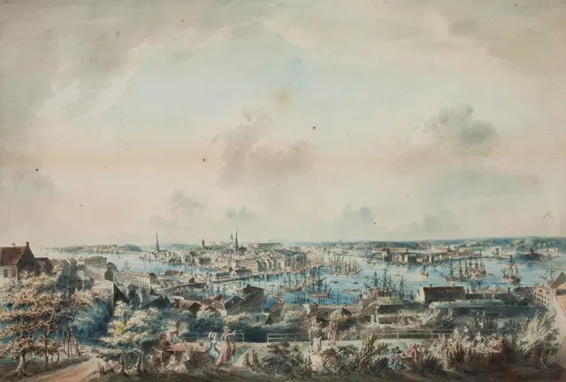 Johan Fredrik Martin, "Utsigt af Stockholm, tagen från Mose backe (en höjd å Södermalm)".