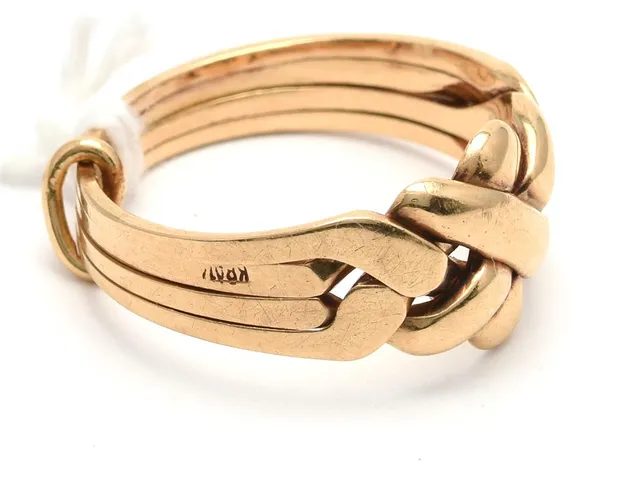 Ring 14K 4,4g Ø17¾ ögla i 18K, pusselring 4 delar