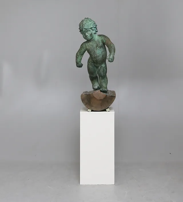 MARGARETA SJÖDIN. Skulptur, barn, patinerad brons, signerad och numrerad 2/6.