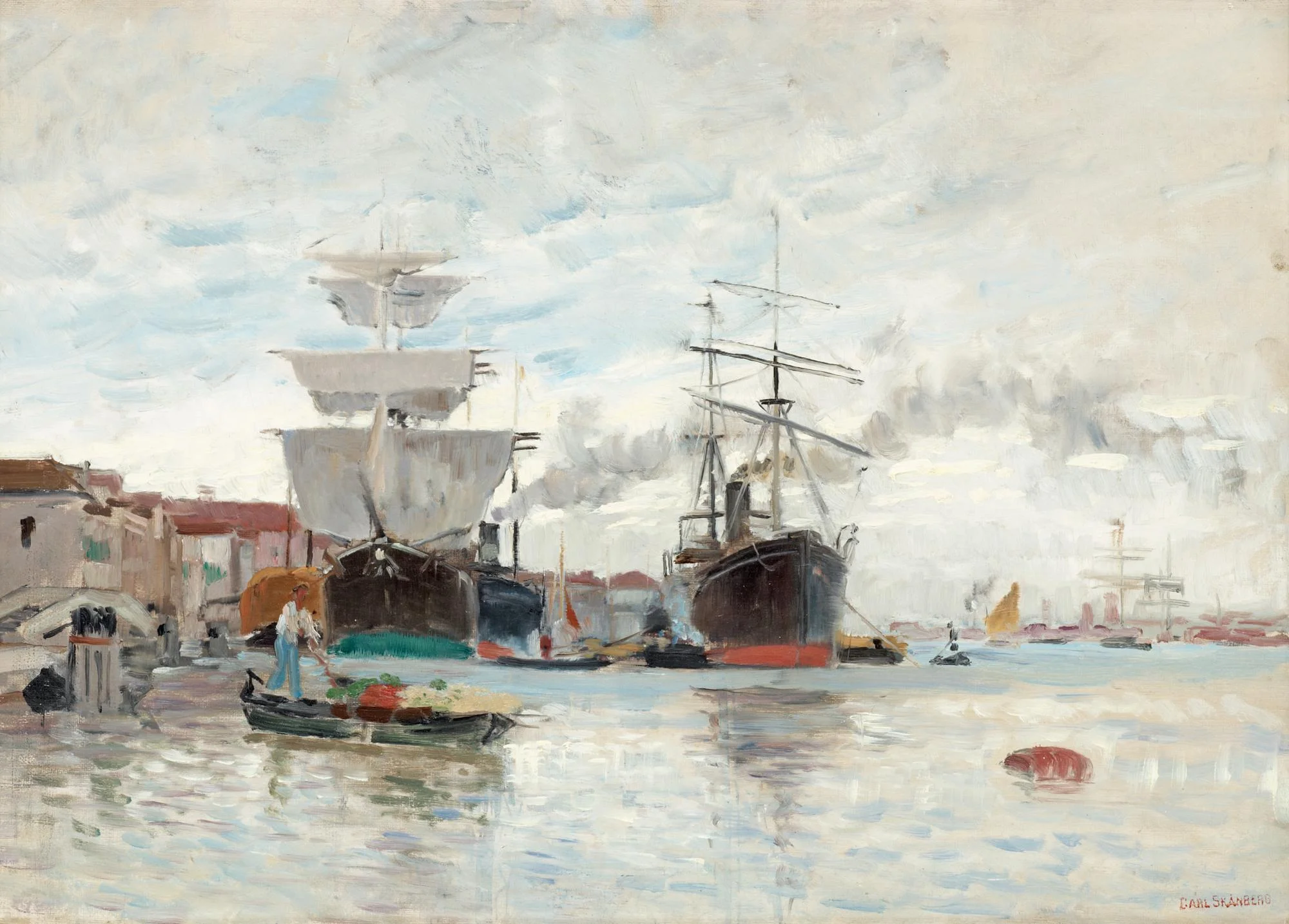 Carl Skånberg, "Hamnbild från Venedig". — Bukowskis