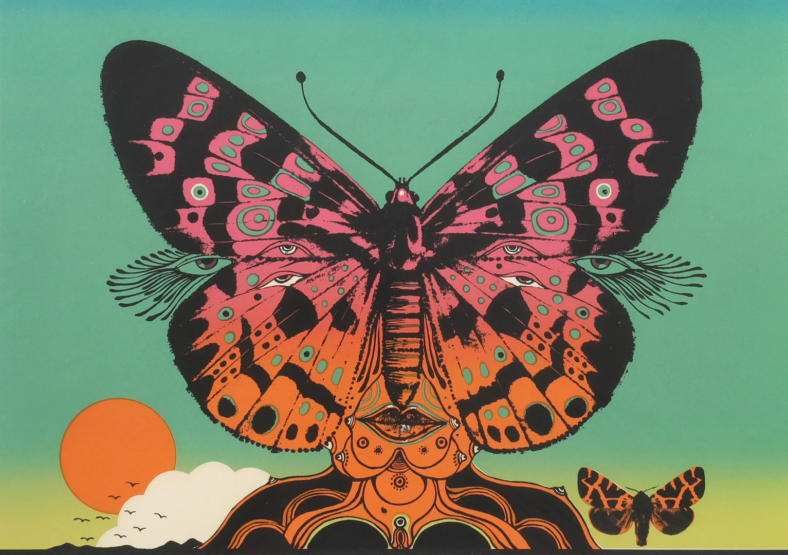 ARDY STRÜWER. "Miss butterfly", färglitografi. — Engravings & Prints — Stockholms Auktionsverk Helsingborg