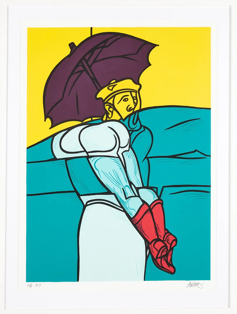 VALERIO ADAMI. Figurmotiv, färglitografi, signerad och numrerad XII/XX. — Engravings & Prints — Stockholms Auktionsverk Sickla
