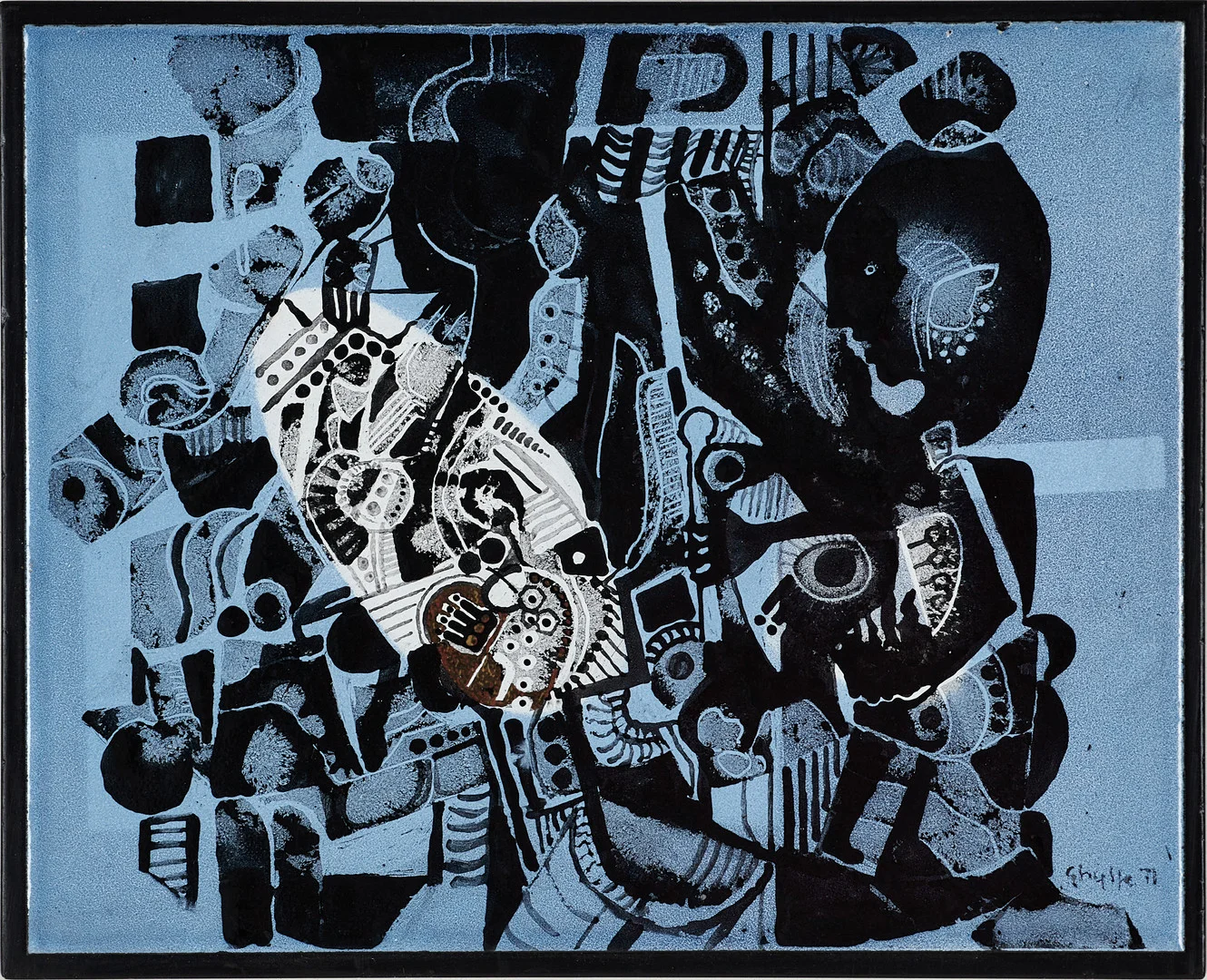 STIG GHYLFE (Hudiksvall 1925-2000 Glanshammar) ”Maskinist”, 1971, signerad och daterad Ghylfe, -71, emaljmålning fäst på målad träplatta. — Other — Crafoord Auktioner Stockholm