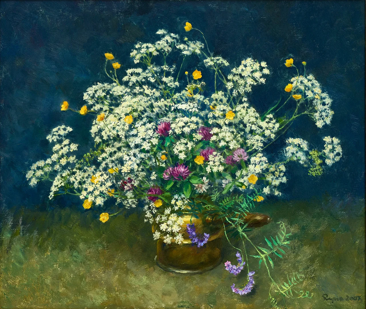 RYNO FRIBERG (1920-2018). "Ängsblommor", signerad och daterad Ryno 2007, olja på duk. — Paintings — Crafoord Auktioner Stockholm