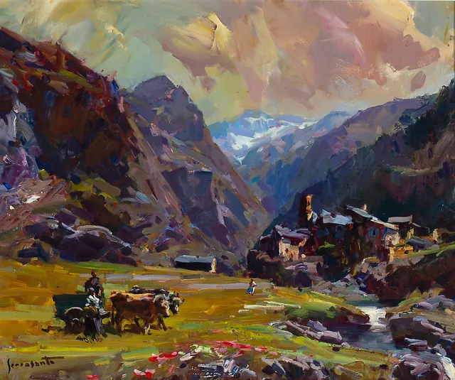 JOSEP SERRASANTA. View of a village.