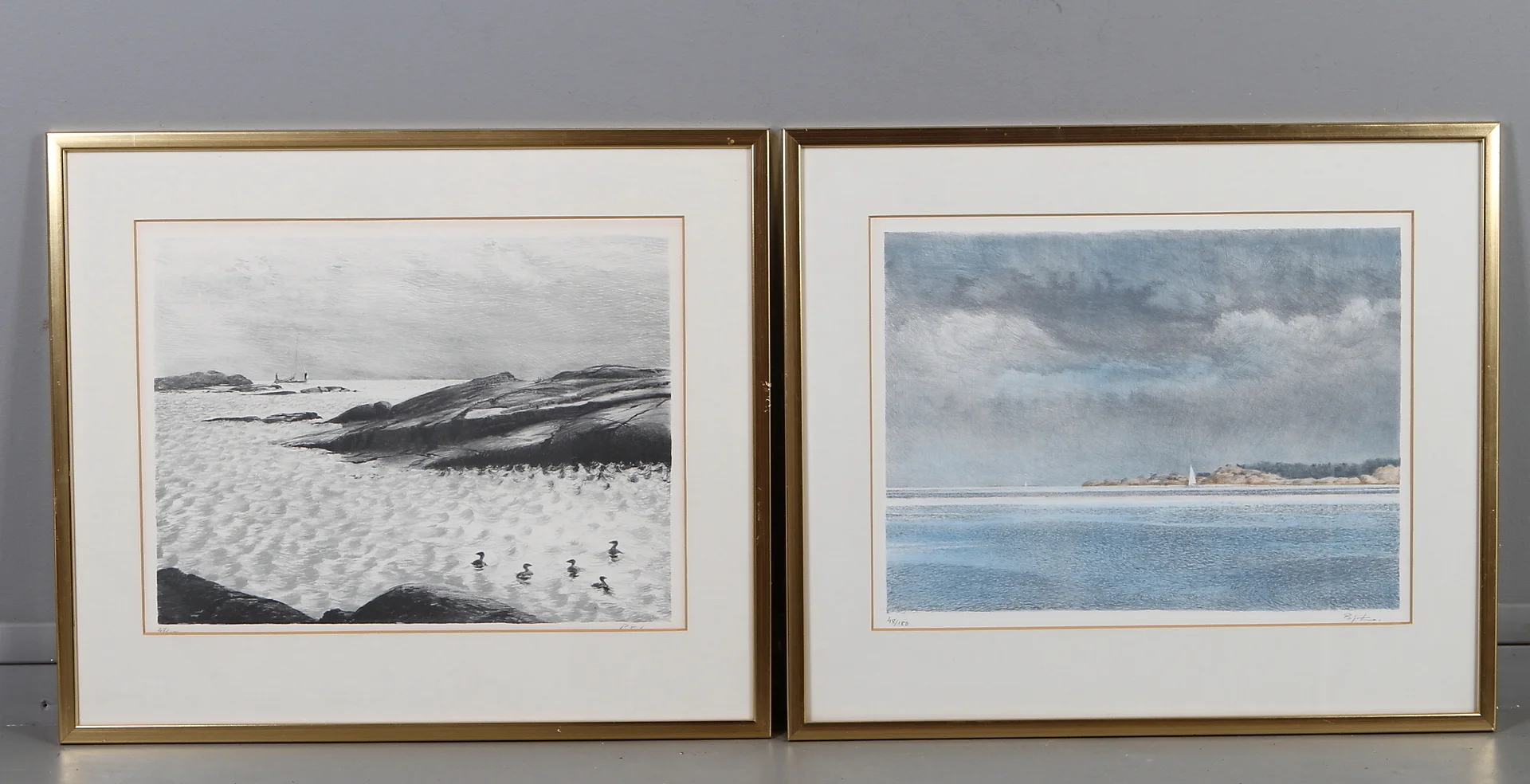 BJÖRN LINDROTH. 3 st, färglitografier, signerade och numrerade. — Engravings & Prints — Auktionshuset Kolonn