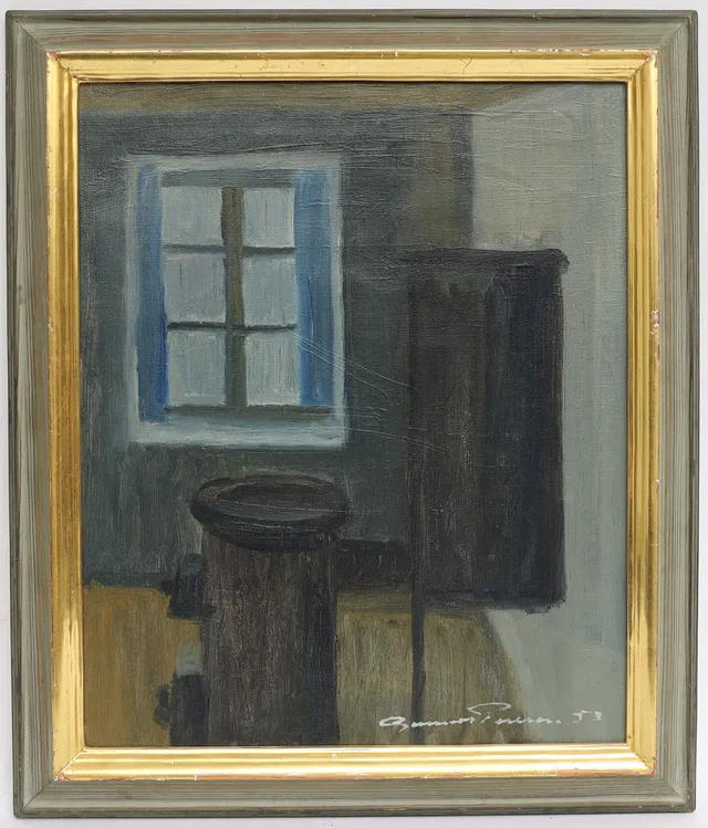 GUNNAR PERSSON. Interiör, oljemålning på duk, signerad och daterad 53.