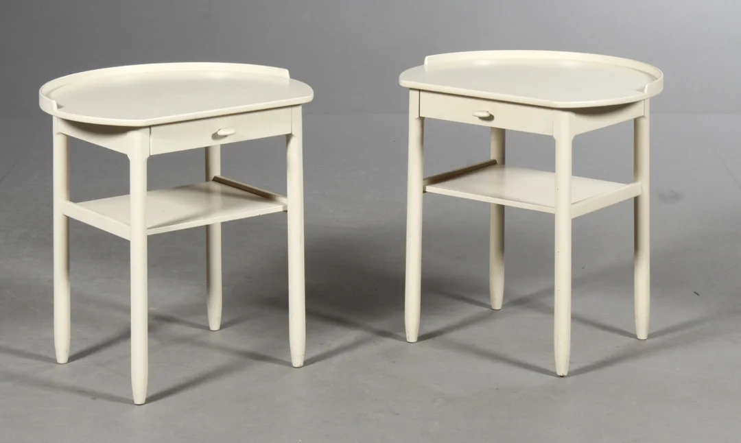 S. Engström og G. Myrstrand. Par sengeborde, hvid (2) — Furniture/Other furniture — Lauritz