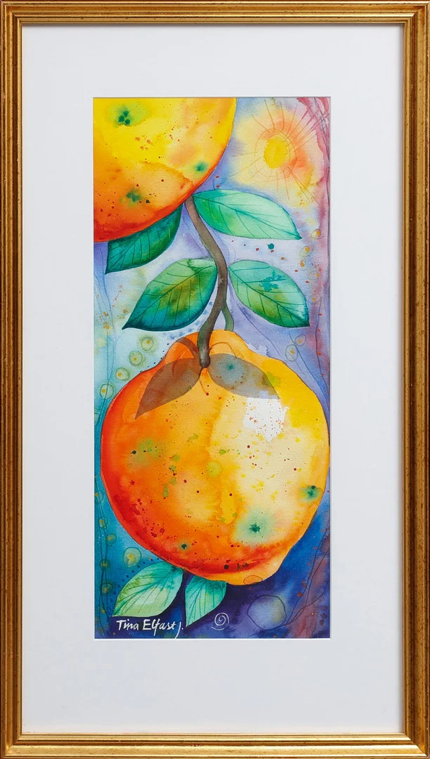 TINA ELFAST. "Apelsin", Gouache/akvarell, signerad. — Paintings — Göteborgs Auktionsverk