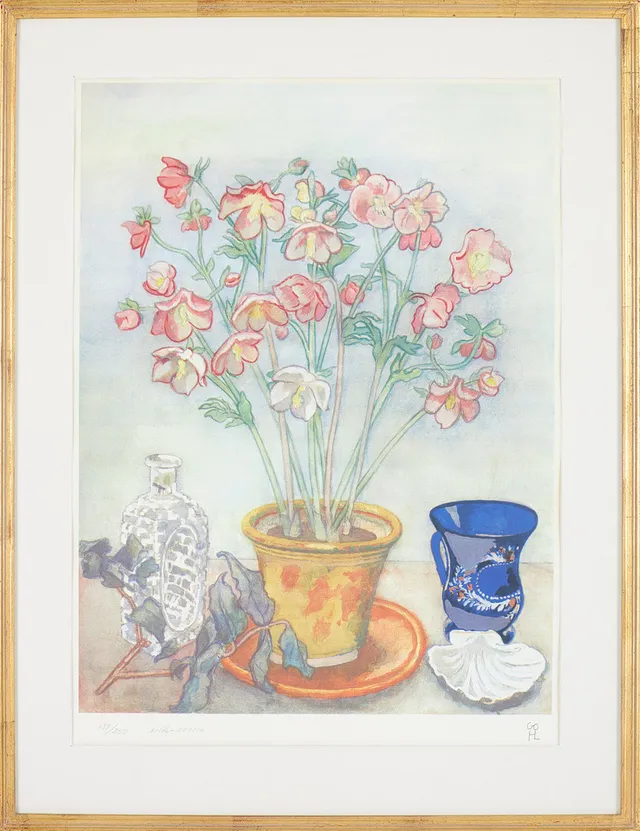 HILDING LINNQVIST. Blomsterstilleben, silkscreen tryck, monogramsignerad och numrerad 139/250.