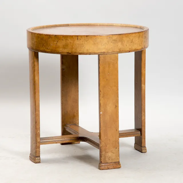 RÖKBORD, björk med kopparskiva, Art Deco.