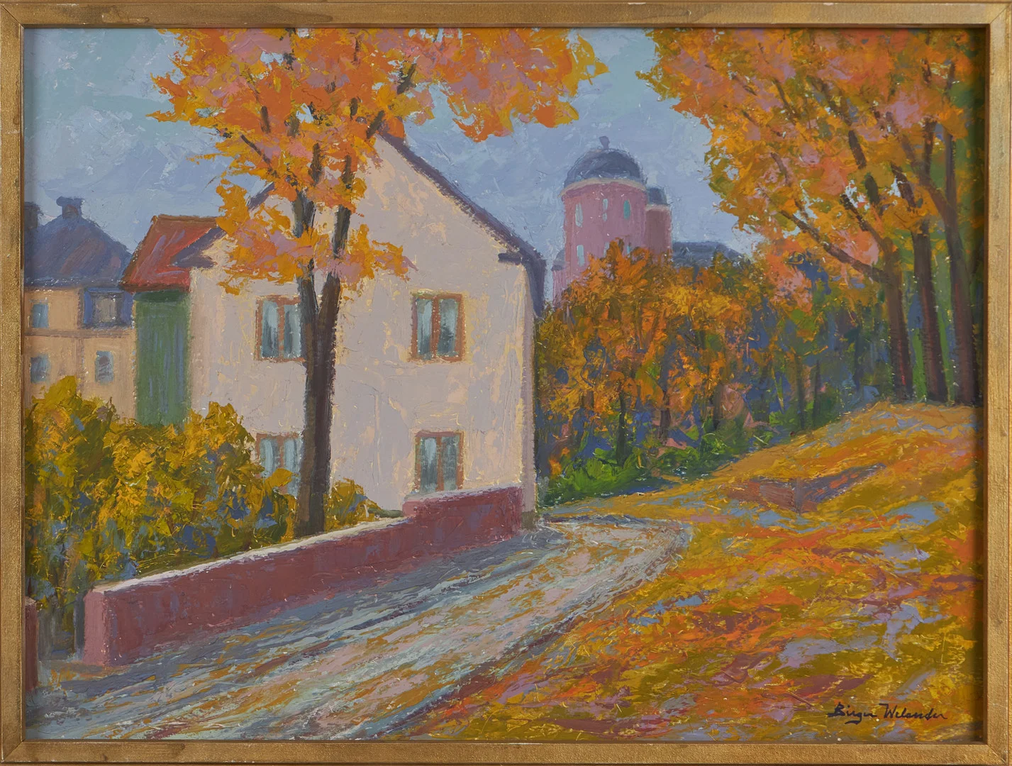 BIRGER WELANDER (1916-1985). "Höstfärger - Uppsala", olja på pannå. — Paintings — Stockholms Auktionsverk Magasin 5