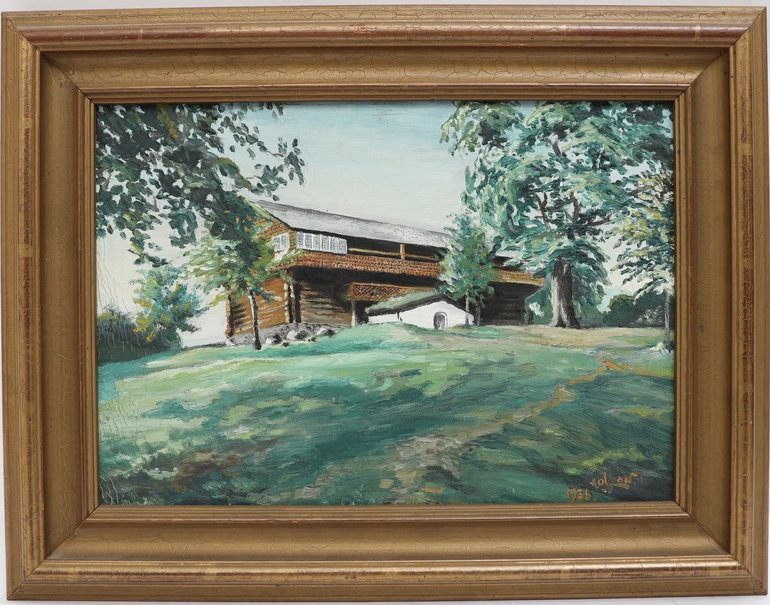 ANDERS OLSSON. Ornässtugan, oljemålning på duk, signerad och daterad 1935. — Paintings — Falun Auktionsbyrå