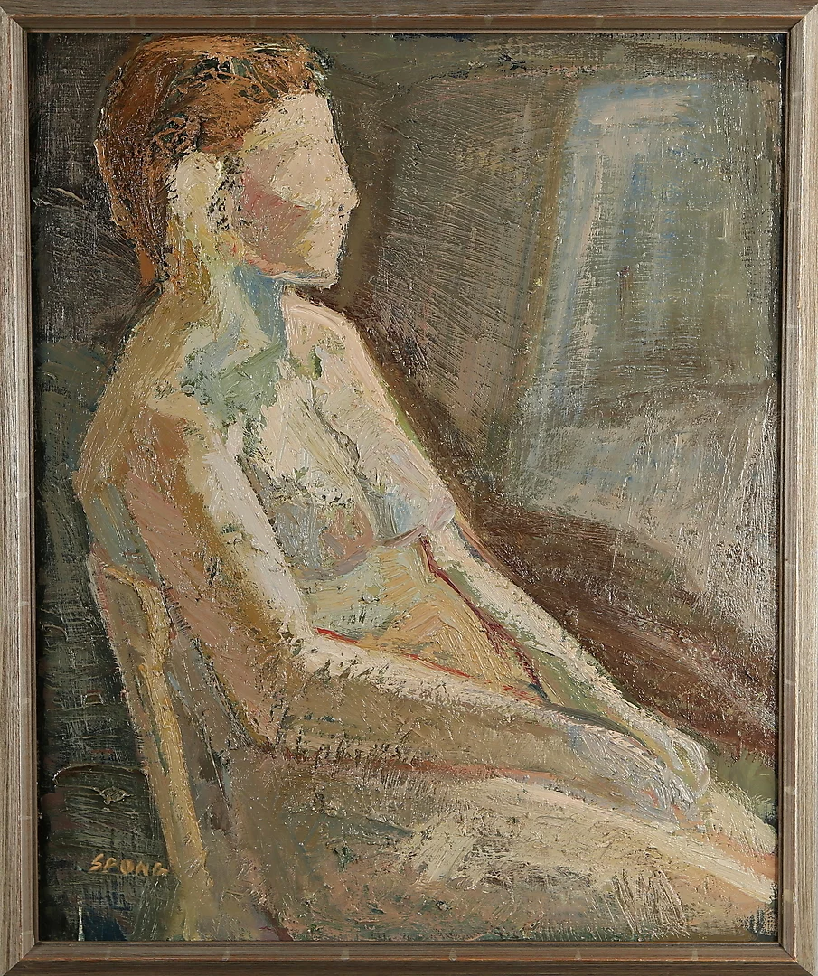 LENNART SPONG. Olja på pannå, "Gudrun", signerad, daterad à tergo -61. — Paintings — Auktionshuset Kolonn