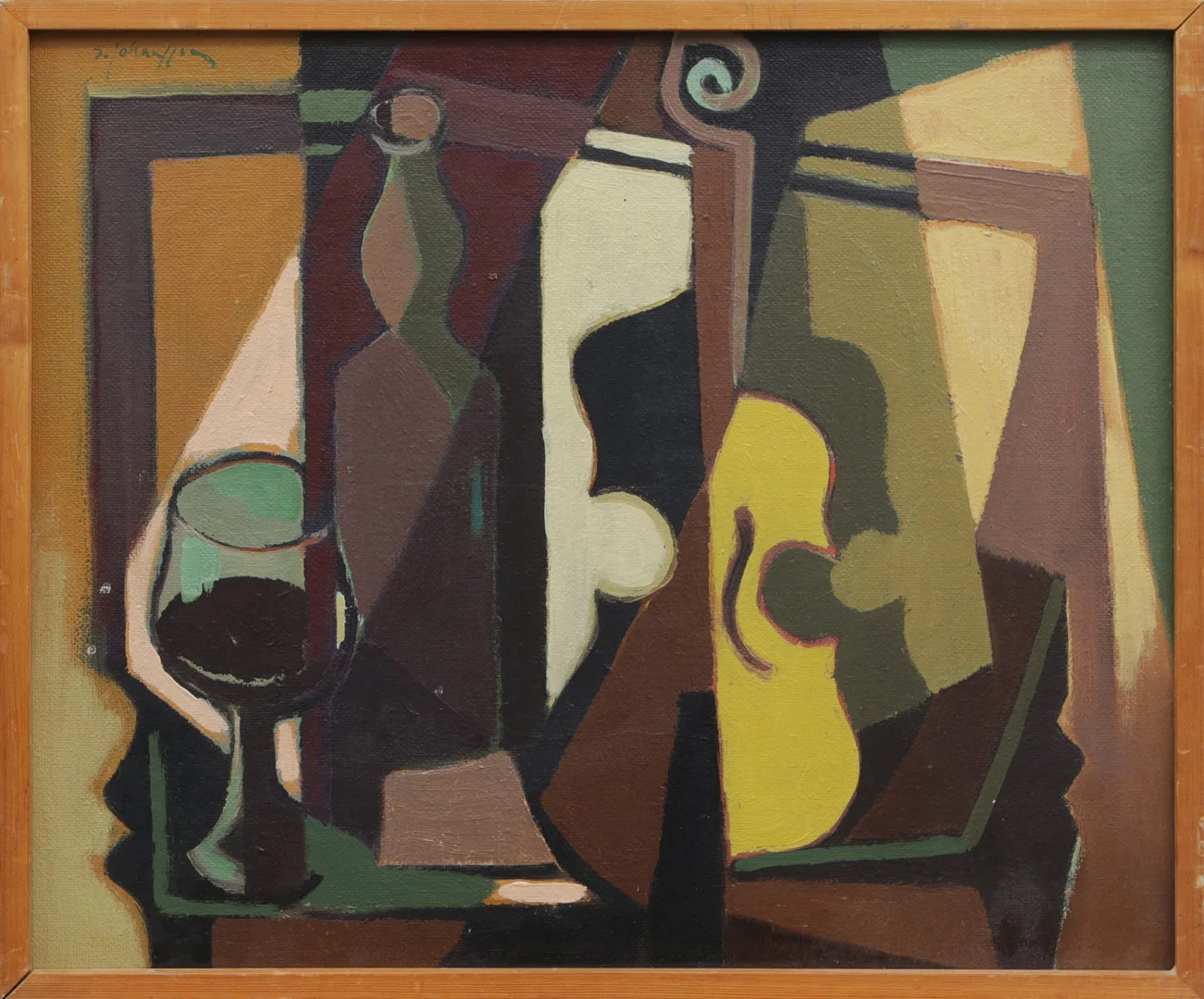 SVEN JOHANSSON. OLJA, på pannå, kubistiskt motiv, signerad S. Johansson. — Paintings — Kalmar Auktionsverk