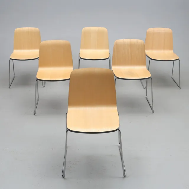 STOLAR. 6st, " Just ", Normann Copenhagen, ask och krom, Samtida.