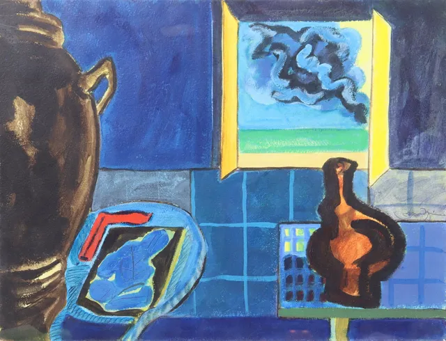 ROLAND K NILSSON. akvarell, "Tingens Natur : Samovar".