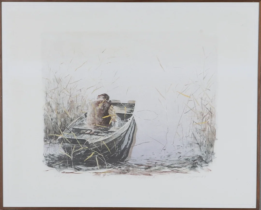 BJÖRN EKEGREN. Färglitografi, " Septemberfiske", signerad och numrerad 60/190, daterad -84. — Engravings & Prints — Gomér & Andersson Norrköping