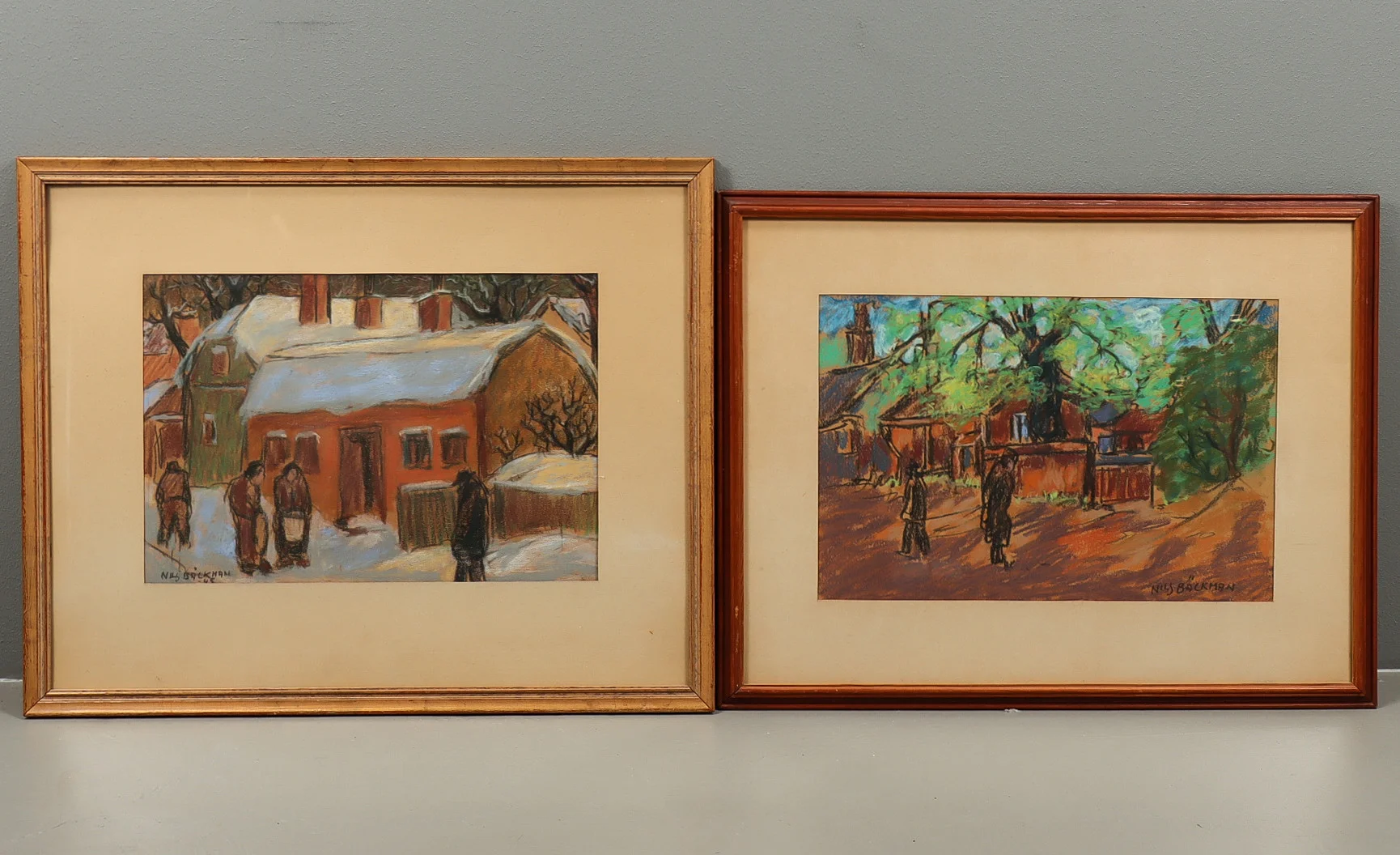 NILS BÄCKMAN. 2 stycken, pastell, signerade. — Paintings — Karlstad Hammarö Auktionsverk