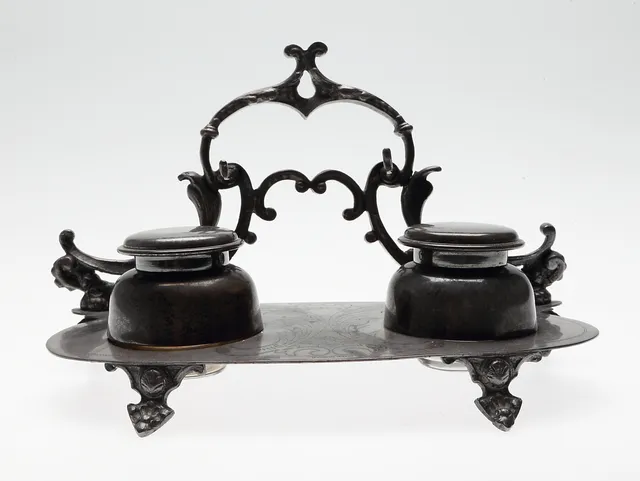 SKRIVSTÄLL, nysilver, 18/1900-tal.