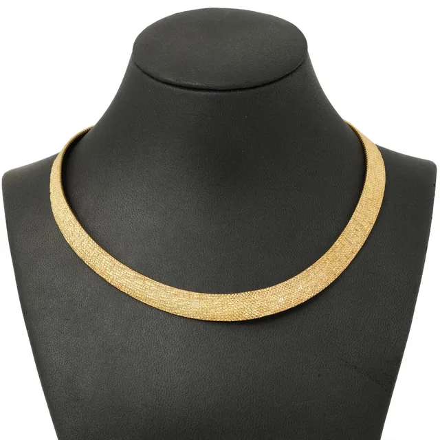 A graduation necklace of 18k satinated gold. Weight app. 99.5 g. W. 7.5–12 mm. Adjustable length.