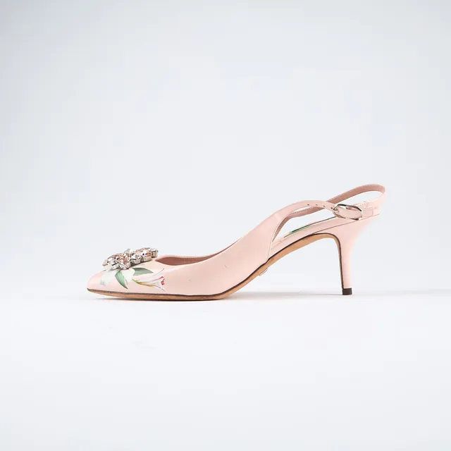DOLCE GABBANA, skor, Slingback Lily, rosa läder.