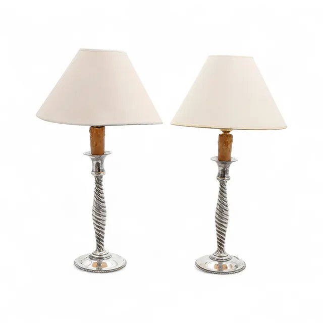 Pair of silver candlesticks, second third of the 20th Century.