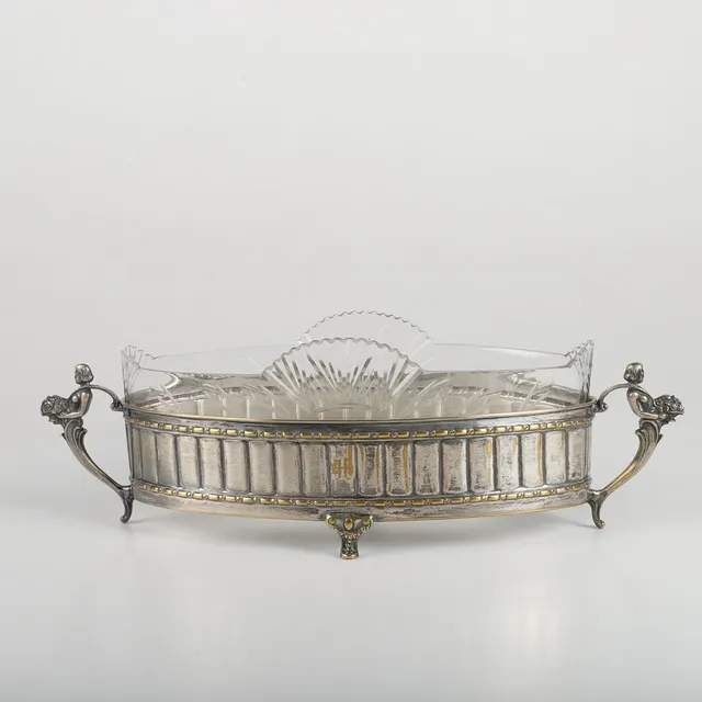 JARDINÄR, nysilver/glas, 1900-tal.
