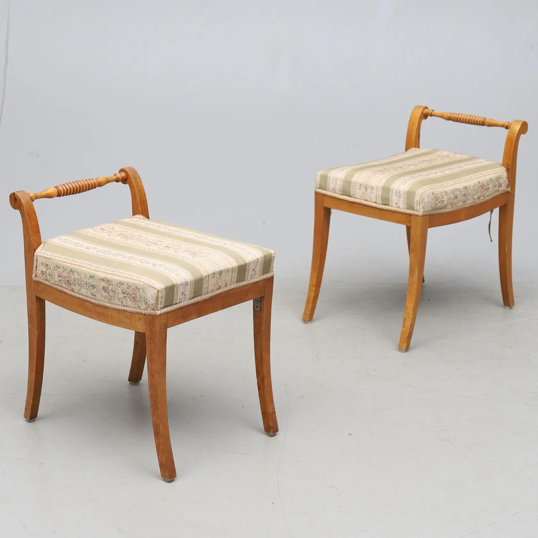 TABURETTER, 1 par, Biedermeier, 1800-talets andra hälft. — Armchairs & Chairs — Gomér & Andersson Norrköping