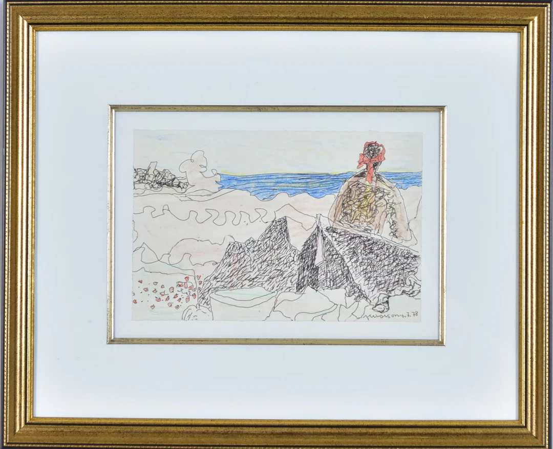 AXEL OLSON. blandteknik, kustbild från Grötvik. — Drawings — Halmstads Auktionskammare