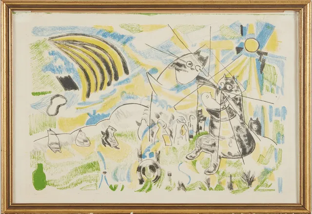 VERNER MOLIN (1907-1980). Figurscen, färglitografi.