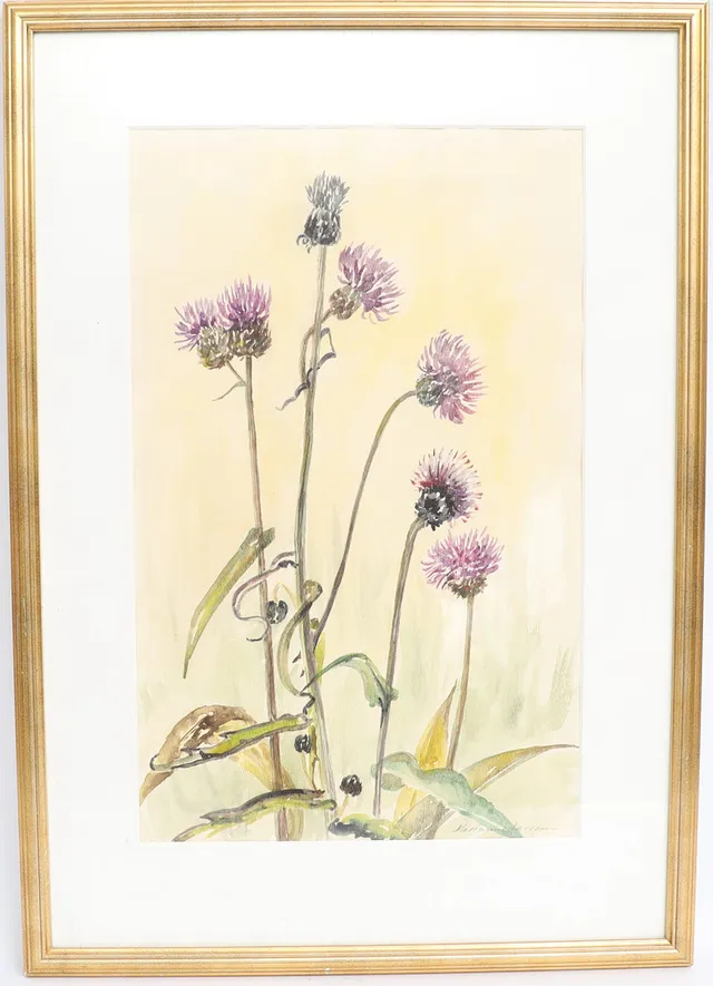 MARIANNE LARSSON. Motiv med blomster, akvarell, signerad.