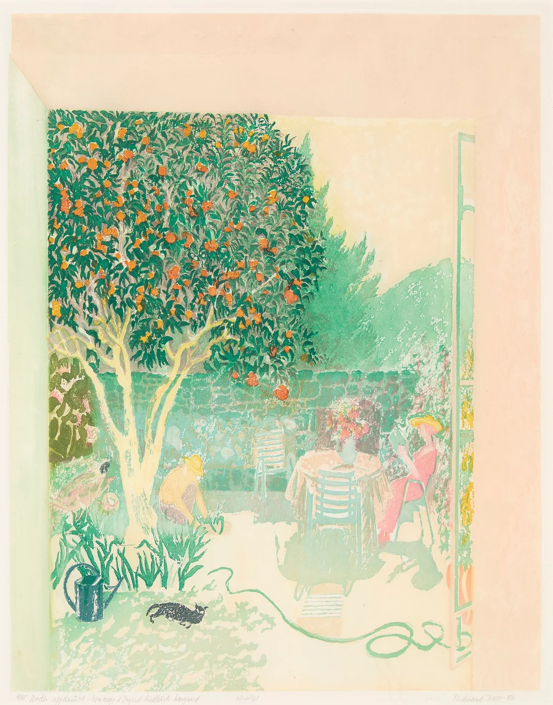 Finne, Ferdinand — "Under appelsintreet" 1990 — Kunst/Grafikk — Blomqvist