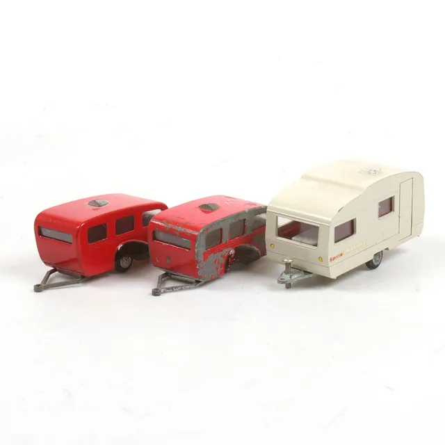 MODELLBILAR, plåt, 3 st, Husvagnar. Nr 815, Tekno Toys, Danmark.