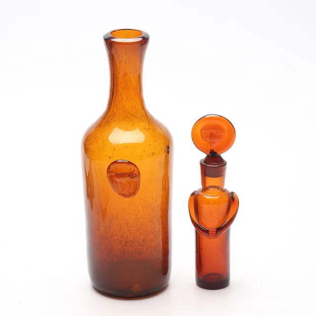 ERIK HÖGLUND. Flaskor, 2 st, glas, Boda.