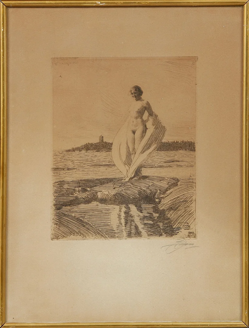 ANDERS ZORN. "Svanen", etsning, signerad. — Engravings & Prints — Göteborgs Auktionsverk