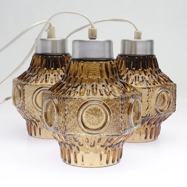 FÖNSTERLAMPOR, 3 st, glas/metall, 1960-/70-tal.
