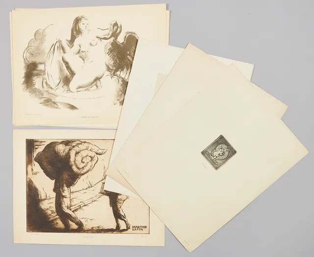 FÖRENINGEN FÖR GRAFISK KONST. Blad ur portföljerna 1919 och 1920. Alla signerade i plåten/ stenen.
