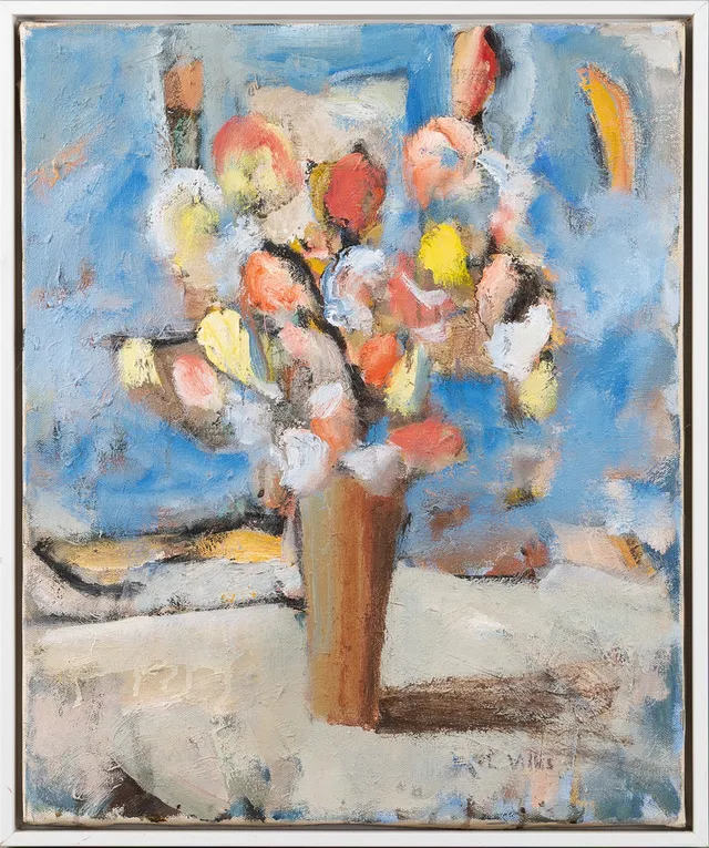 LARS VILKS. Oljemålning på duk. Blomsterstilleben.